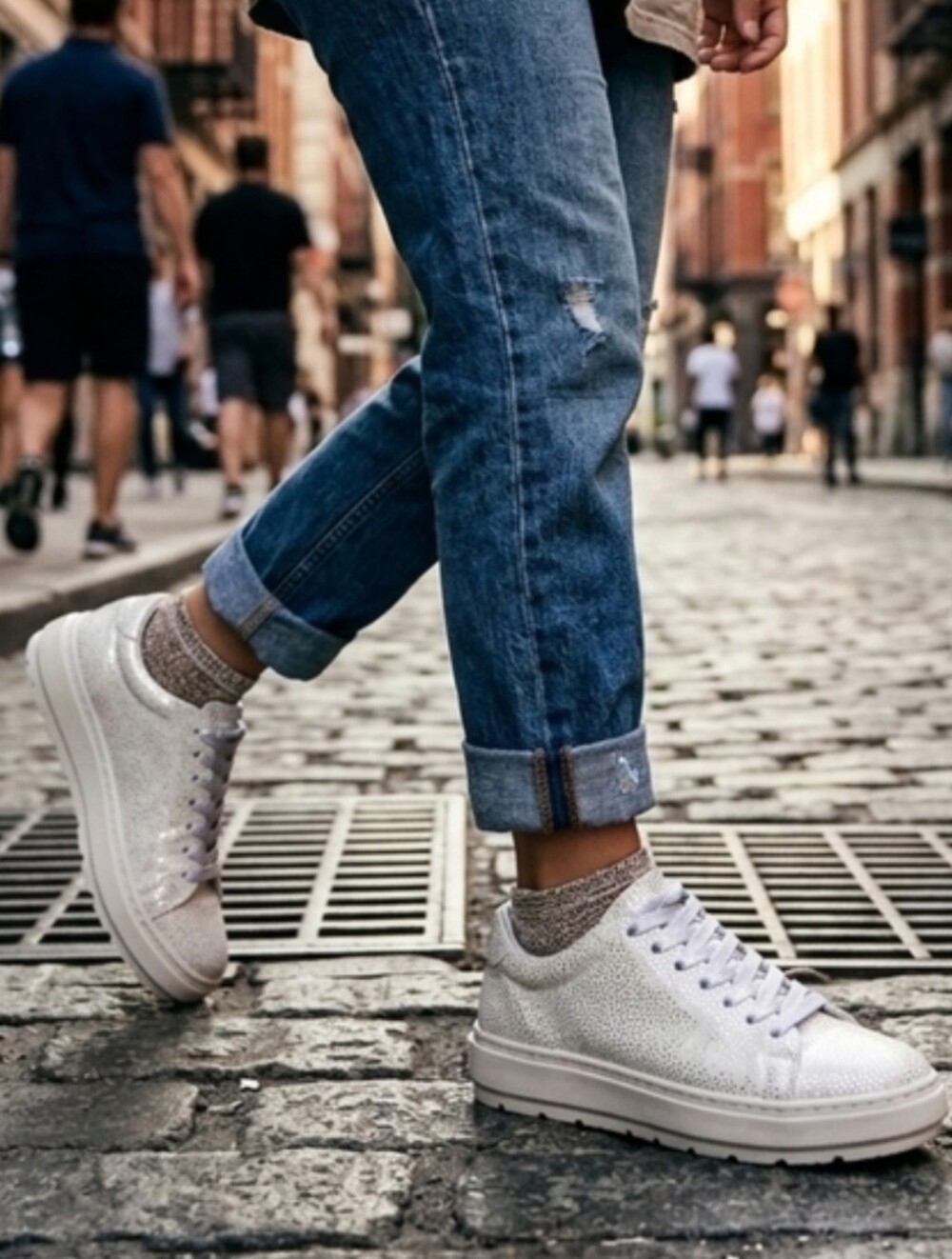 Two Pretty | Metallic Dotted Vegan Leather Sneakers - NIB